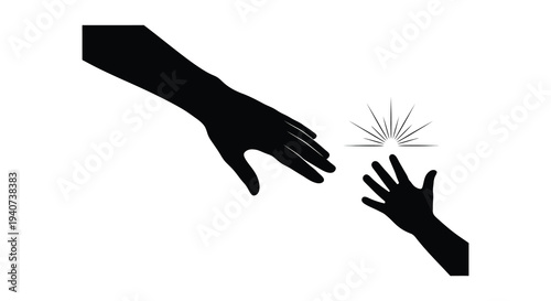 Two hands reaching towards each other one extending help depicted in a stark black silhouette high quality professional detailed modern elegant