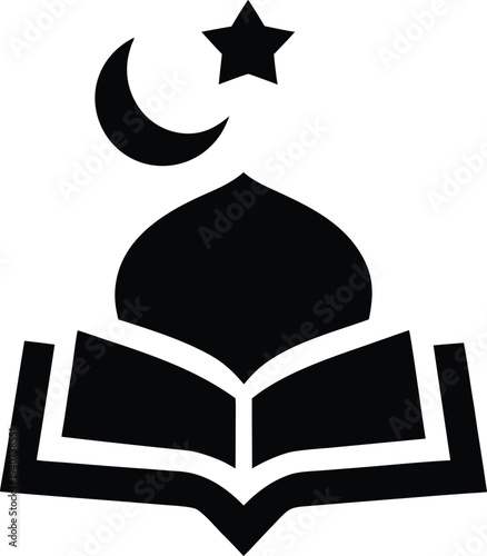 quran book ramadan silhouette vector illustration on transparent background