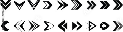 A collection of 16 unique arrow symbols in two rows