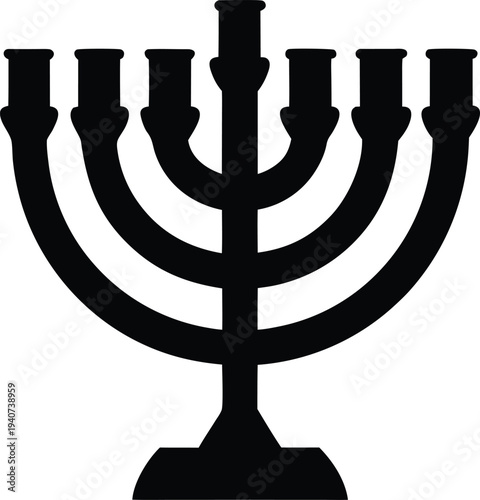 menorah hanukkah silhouette vector illustration on transparent background