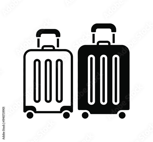 Two rolling suitcases represent necessary travel.