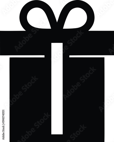 christmas gift box silhouette vector illustration on transparent background