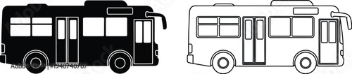 Bus line drawing transportation vector isolated on transparent background, Vector