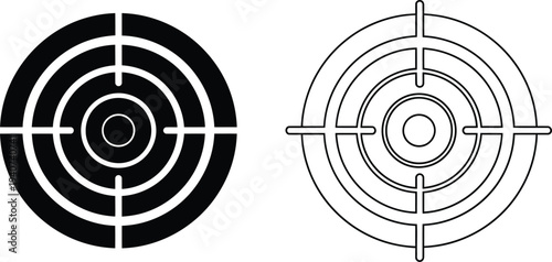 Target practice bullseye aiming symbols isolated on transparent background, Vector