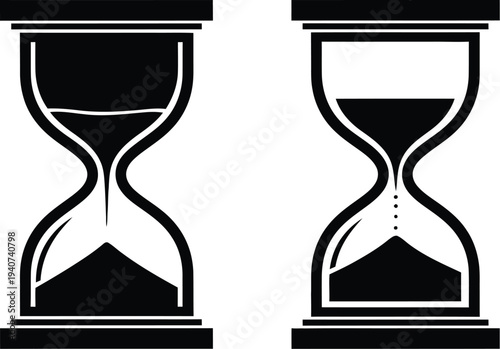 Hourglass timer sand time isolated on transparent background, Vector