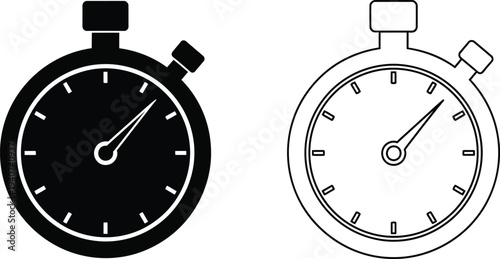 Stopwatch timer clock icon isolated on transparent background, Vector