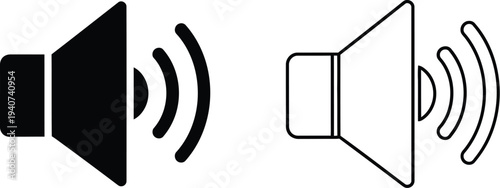 Sound waves speaker icon isolated on transparent background, Vector