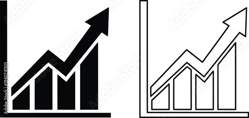 Business growth chart graphs isolated on transparent background, Vector