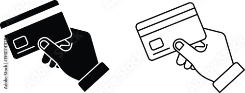 Hands holding credit cards isolated on transparent background, Vector