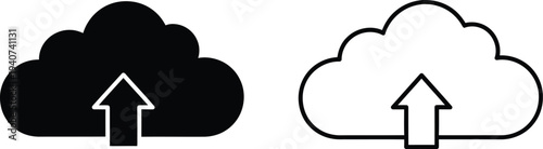 Cloud upload icons isolated on transparent background, Vector