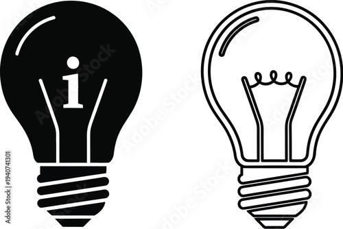 Light bulb ideas concept isolated on transparent background, Vector