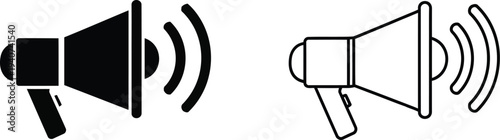 Megaphone icons set isolated on transparent background, Vector