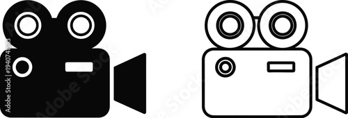 Film camera icons isolated on transparent background, Vector