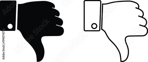 Thumb down dislike icon isolated on transparent background, Vector