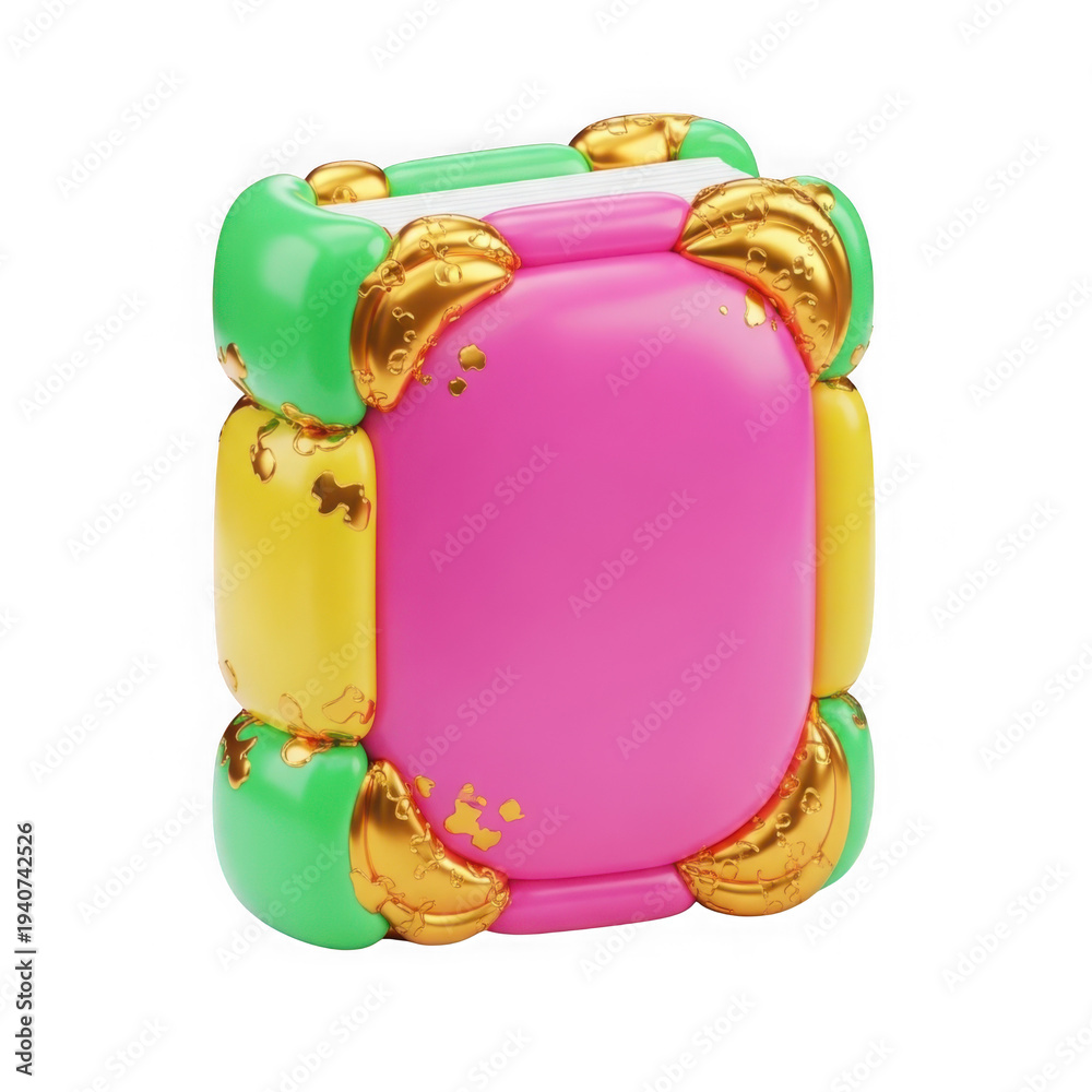 Obraz premium A colorful toy block with gold accents