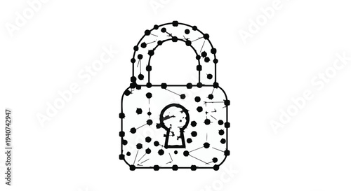 Secure lock with keyhole and dot pattern on white background, symbolizing protection and safety