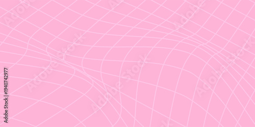 Groovy Checker Line Seamless Pattern. Paper Notebook Texture. Doodle Y2k Style Background. eps10