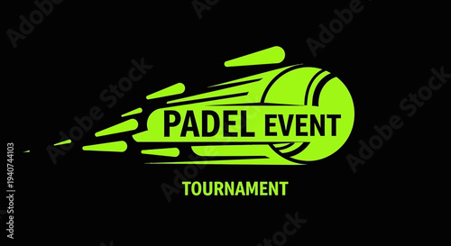 Dynamic Padel Event Logo Design With Ball Illustration And Tournament Typography