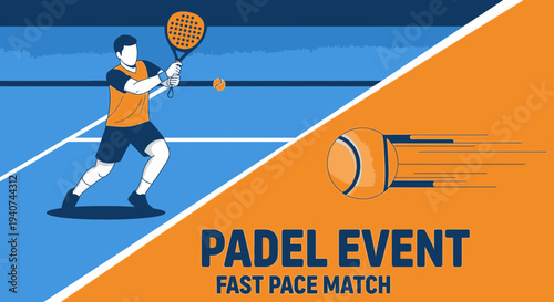 Dynamic Padel Match Illustration Depicting Action and Speed for Promotional Design