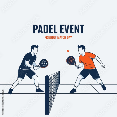 Dynamic Padel Match Illustration Depicting Friendly Competition and Sporting Event Fun