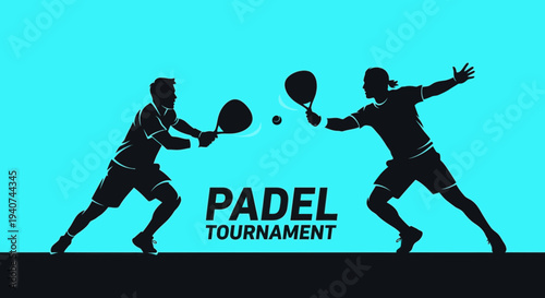 Dynamic Padel Match Silhouettes Depicting Intense Competition During Tournament Play