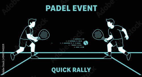 Dynamic Padel Match Illustration Depicting Intense Sport Competition and Fast-Paced Action