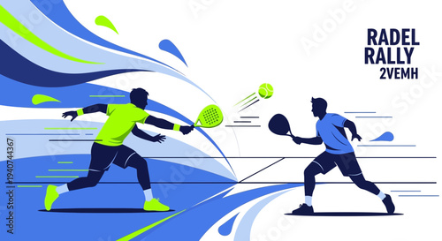 Dynamic Padel Match Illustration Depicting Two Players In Active Competition