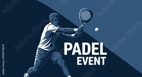 Dynamic Padel Player Hitting Ball With Racket At Sportive Tournament In Illustration