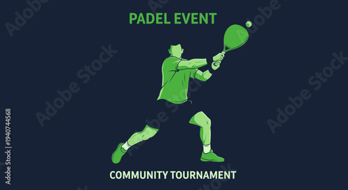Dynamic Padel Player Hitting the Ball During a Community Tournament Illustration