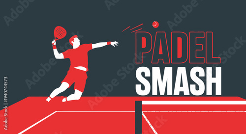 Dynamic Padel Player Hitting the Ball with Aggressive Smash Motion Graphic Design