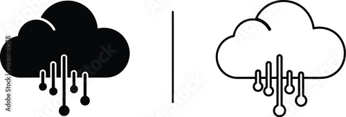 Rainy weather icons isolated on transparent background, Vector