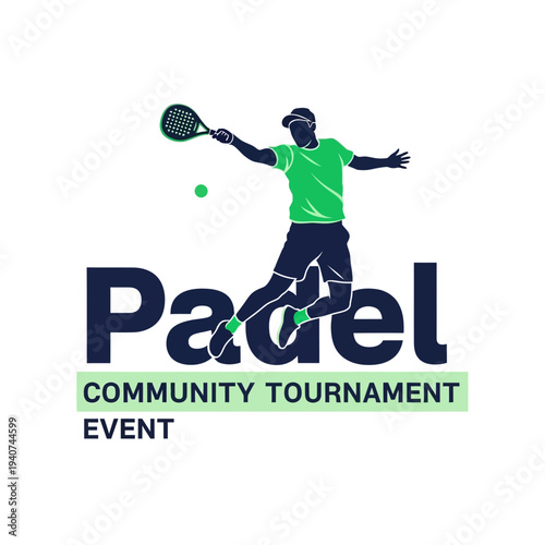 Dynamic Padel Player in Action: Community Tournament Event Branding and Design