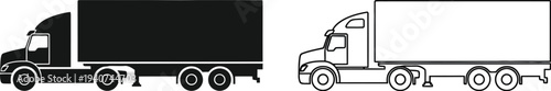 Truck silhouette icon set isolated on transparent background, Vector