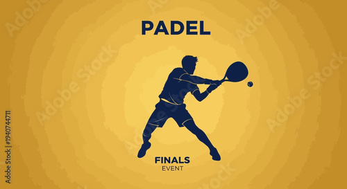 Dynamic Padel Player Silhouette in Action: Finals Event Illustration Design