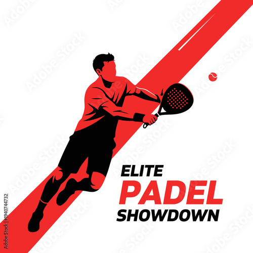 Dynamic Padel Player Silhouette in Action, Showcasing Elite Competition and Intense Showdown Vibe