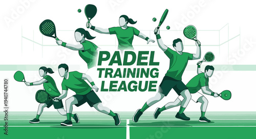 Dynamic Padel Players Engaged In Intense League Training And Competition Artwork