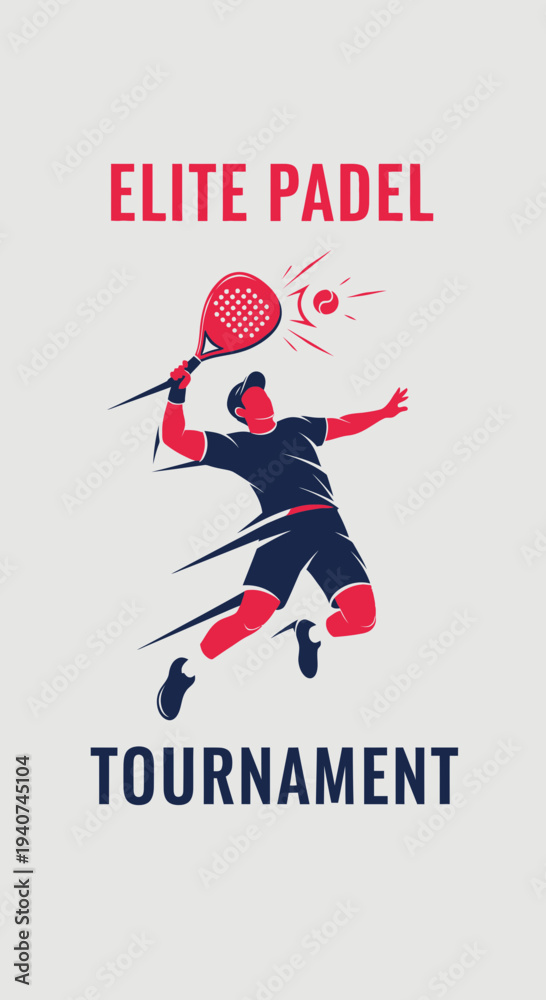 Obraz premium Dynamic Padel Tournament Illustration Depicting Athlete in Active Play and Sporting Competition