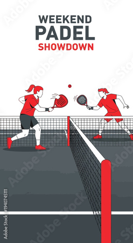 Dynamic Padel Tournament Illustration Depicting Intense Competition and Weekend Showdown Atmosphere