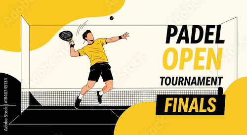 Dynamic Padel Tournament Illustration Displaying Intense Athleticism During The Final Round