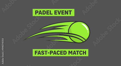 Dynamic Padel Tournament Illustration: Fast-Paced Action Depicted on a Grey Background