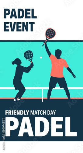 Dynamic Padel Tournament Illustration Displaying Players Engaging In Energetic Sport Action