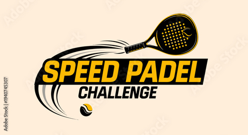 Dynamic Padel Tournament Logo: Speed Challenge Event Visual Design for Advertising Campaigns