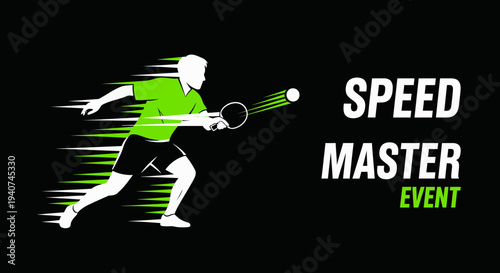Dynamic Ping Pong Action: Speed Master Event Depicting Sporty Athleticism and Energy