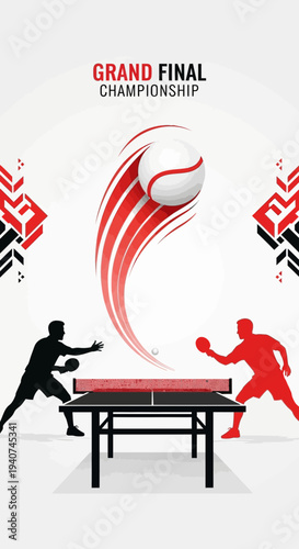 Dynamic Ping Pong Championship Design Showcasing Intense Game and Competition Dynamics in a