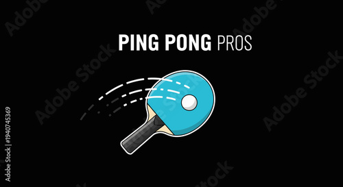 Dynamic Ping Pong Illustration Demonstrating a Powerful Serve with a Professional Paddle
