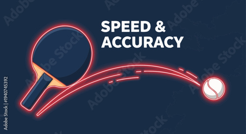 Dynamic Ping Pong Illustration Demonstrating Speed And Accuracy On Dark Blue Background