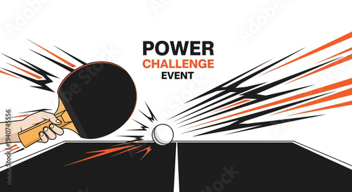 Dynamic Power Challenge Event Illustration Featuring Table Tennis Game Elements