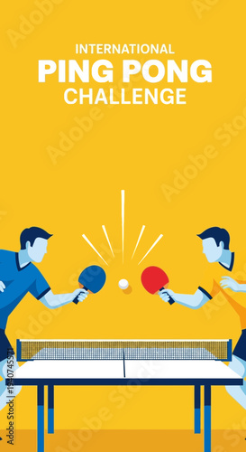 Dynamic Ping Pong Tournament Invitation: Energetic Sport Illustration on Bright Yellow Background