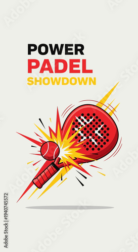 Dynamic Power Padel Showdown: Action-Packed Graphic Depicting Sport Event and Competition