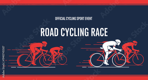 Dynamic Road Cycling Competition: A Fast-Paced Sporting Event Displayed in Vector Form